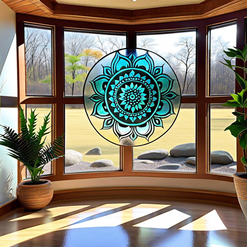 frosted glass mandalas – intricate spiritual designs for meditation spaces