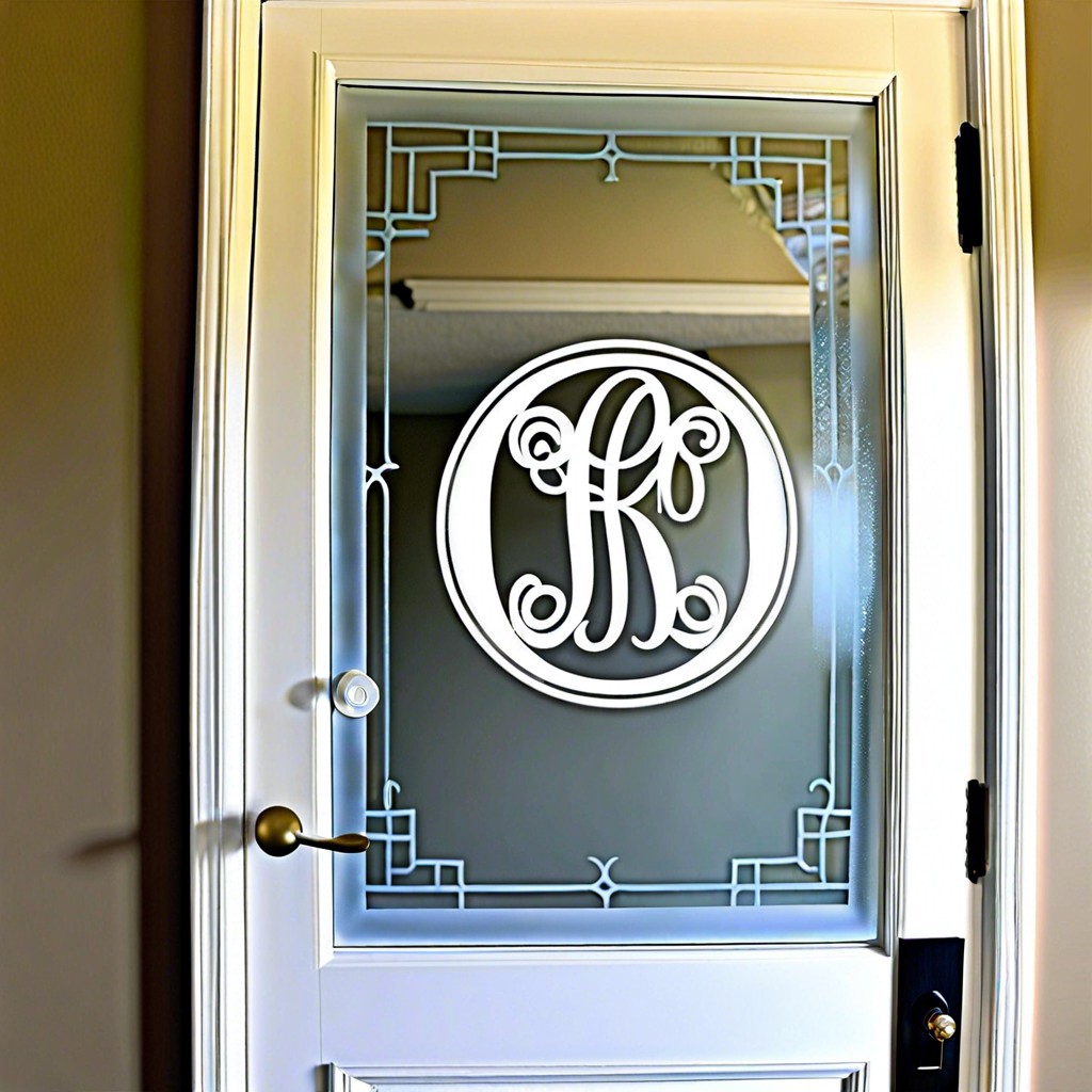 frosted glass monograms – personalized initials for bedroom doors