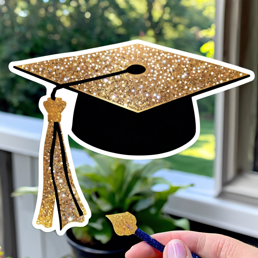 glittery graduation cap window stickers