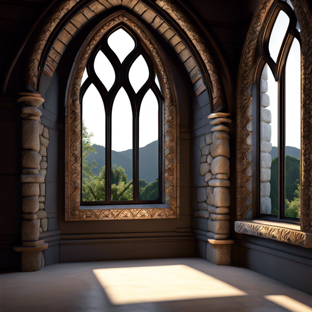 gothic inspired arched window frames