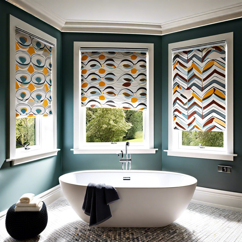 graphic roller blinds for bathroom windows