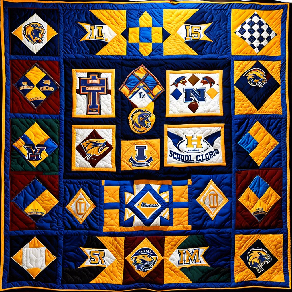 hang a custom made quilt or fabric with school colors and emblems in the window