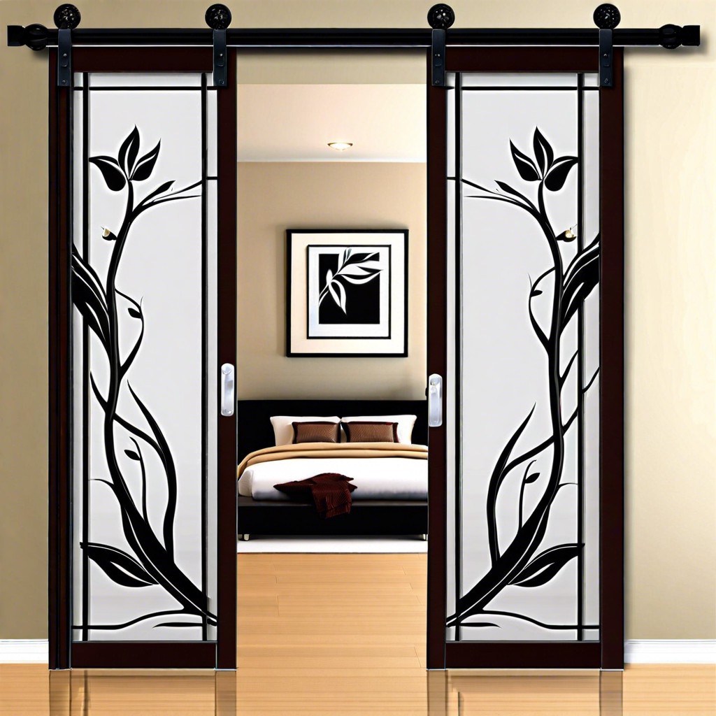 hang artwork on sliding door panels for aesthetic appeal