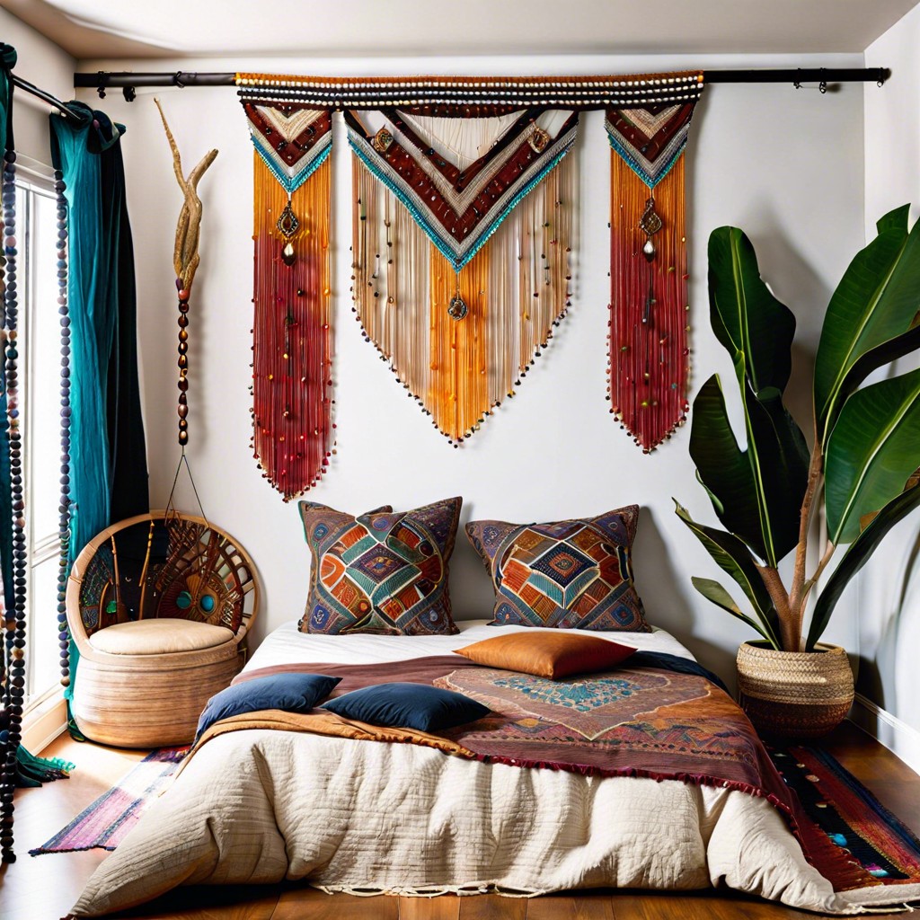 hang beaded curtain strands for a vintage bohemian touch