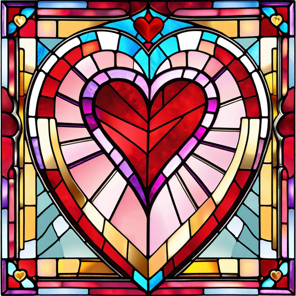 heart themed stained glass illusions