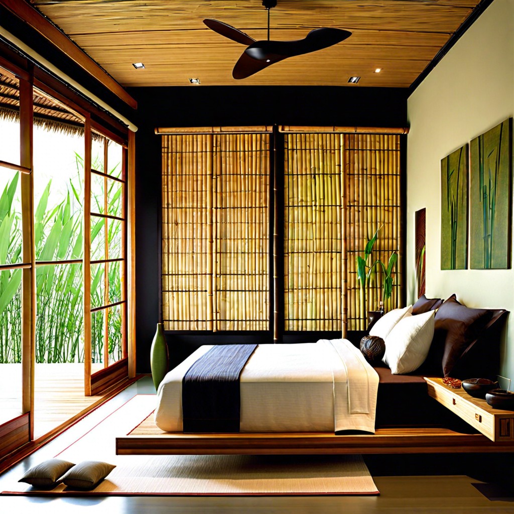 implement a zen inspired design with bamboo roll up blinds