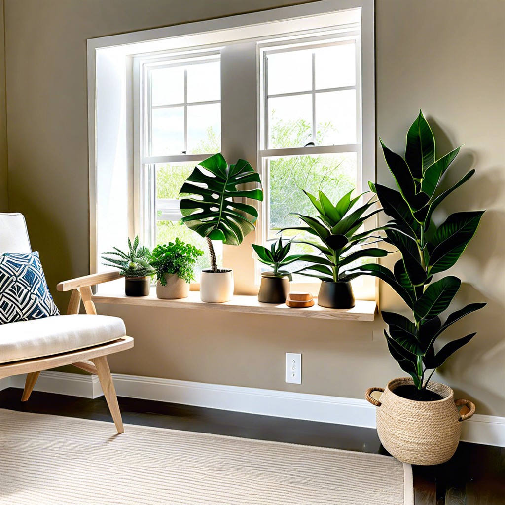 incorporate biophilic design with a plant shelf window