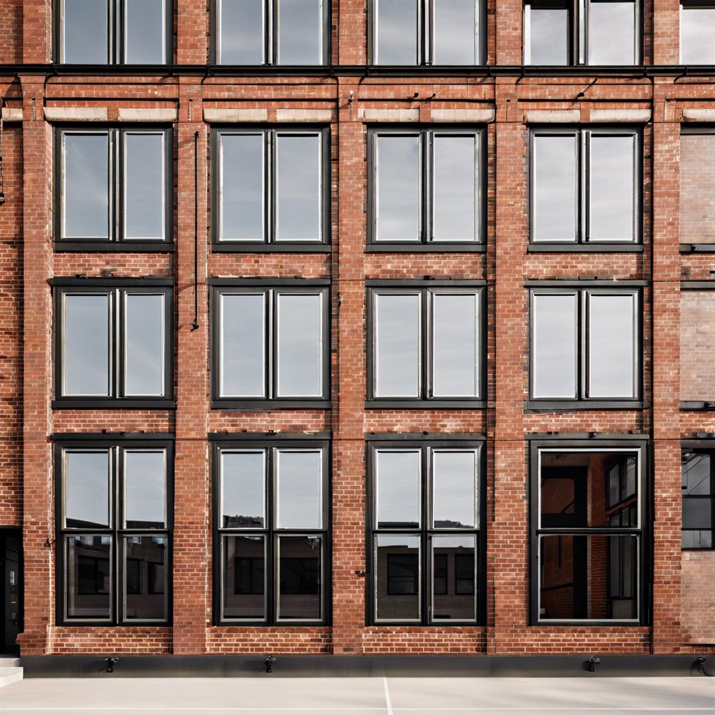 industrial style metal amp brick windows