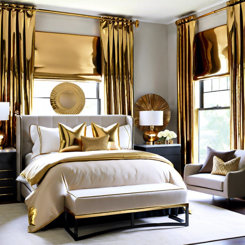 introduce a pop of metallic with shimmery silver or gold curtains