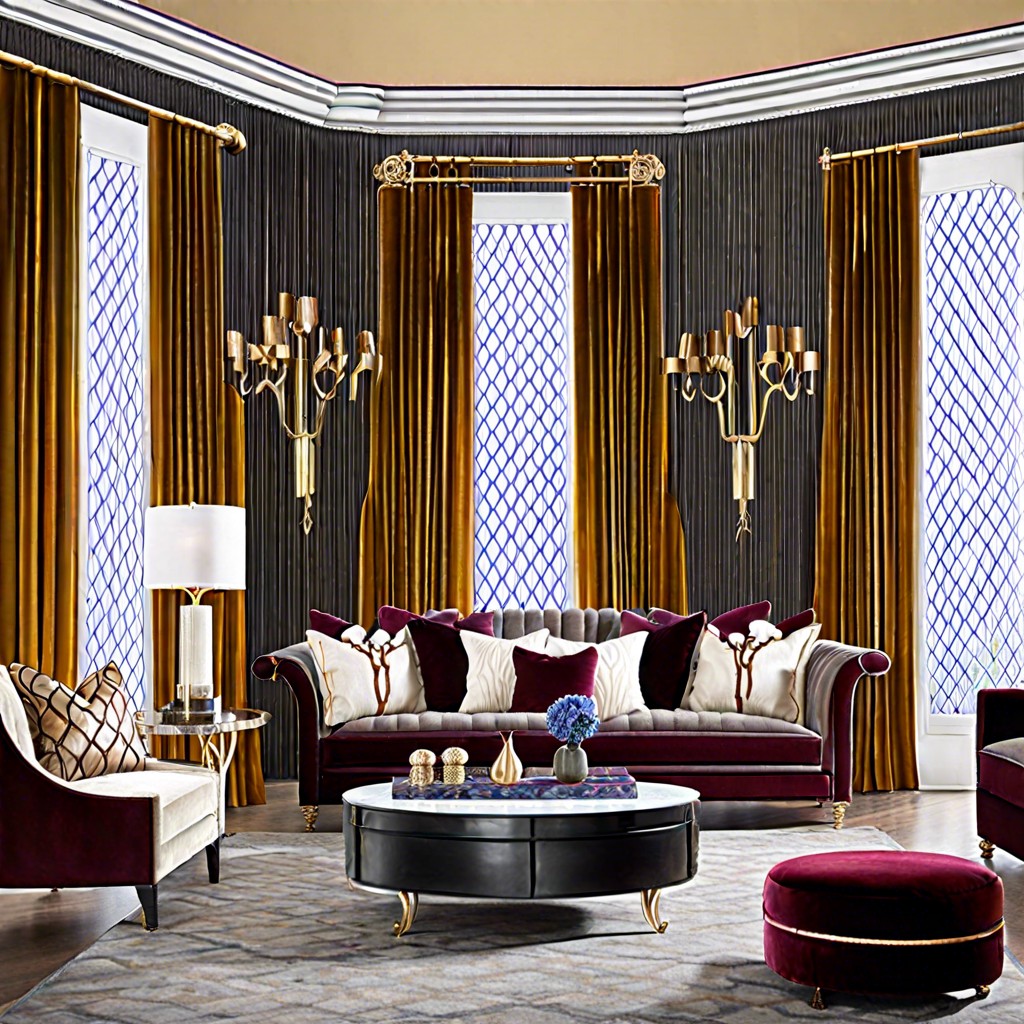 luxurious velvet curtains paired with roman shades