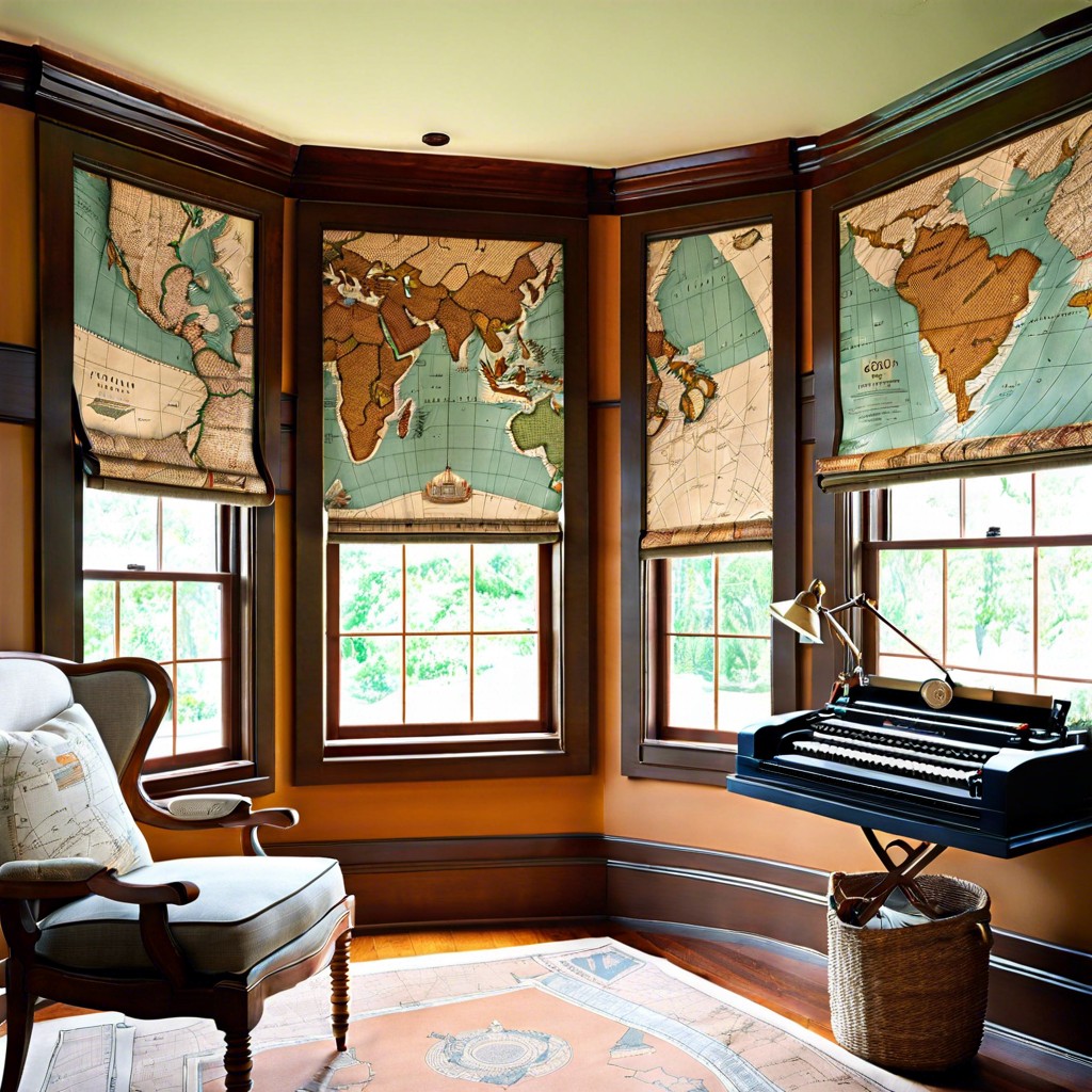 map lined window covers