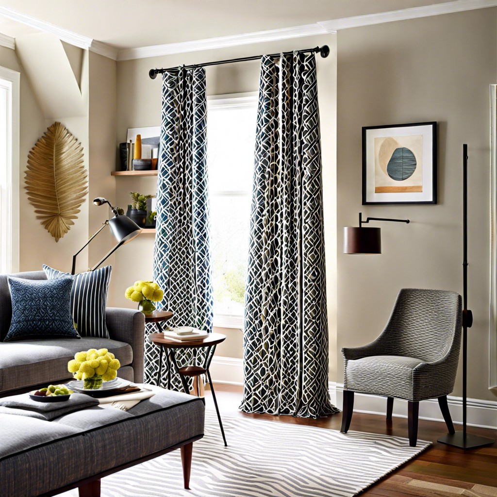 modern looks using curtains with geometric patterns