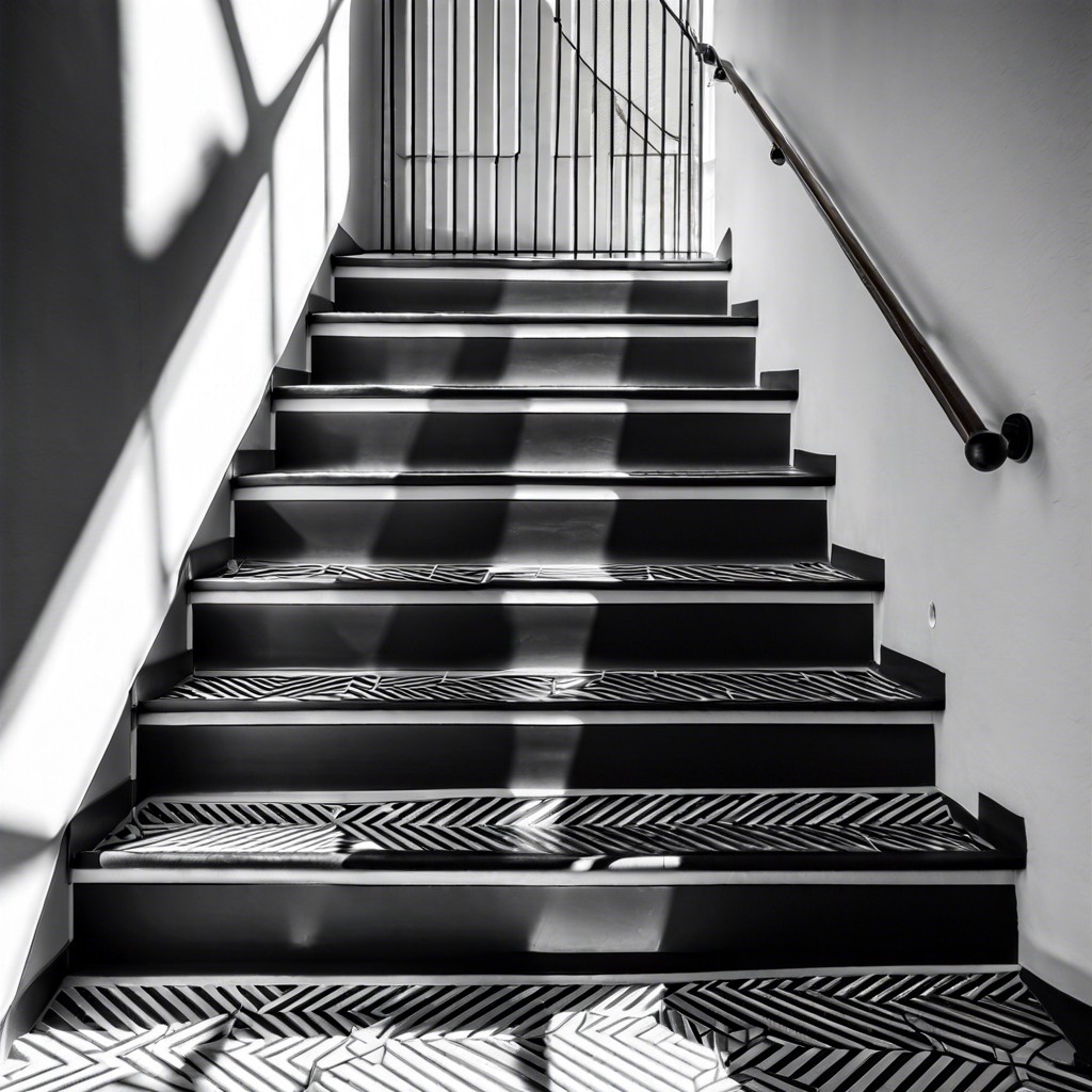 monochrome themed staircase window
