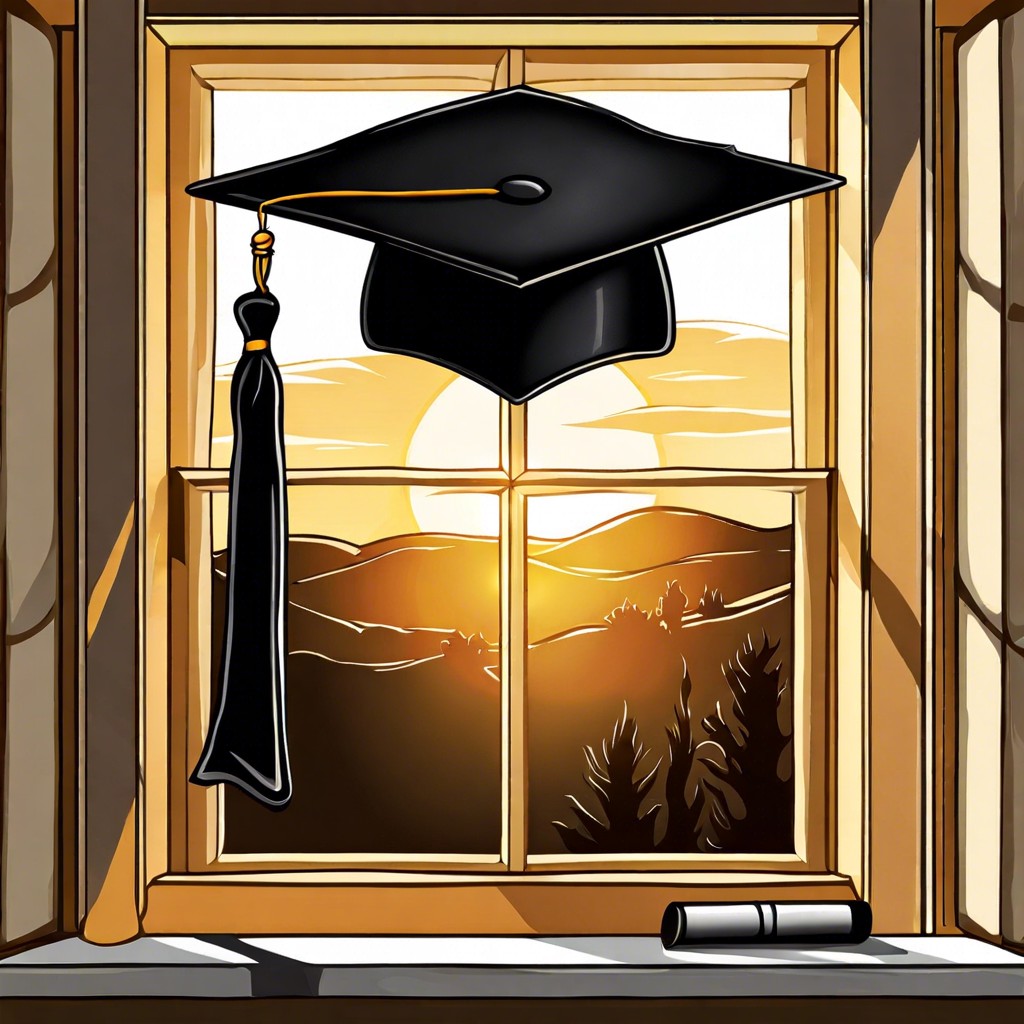 mortarboard and diploma silhouettes
