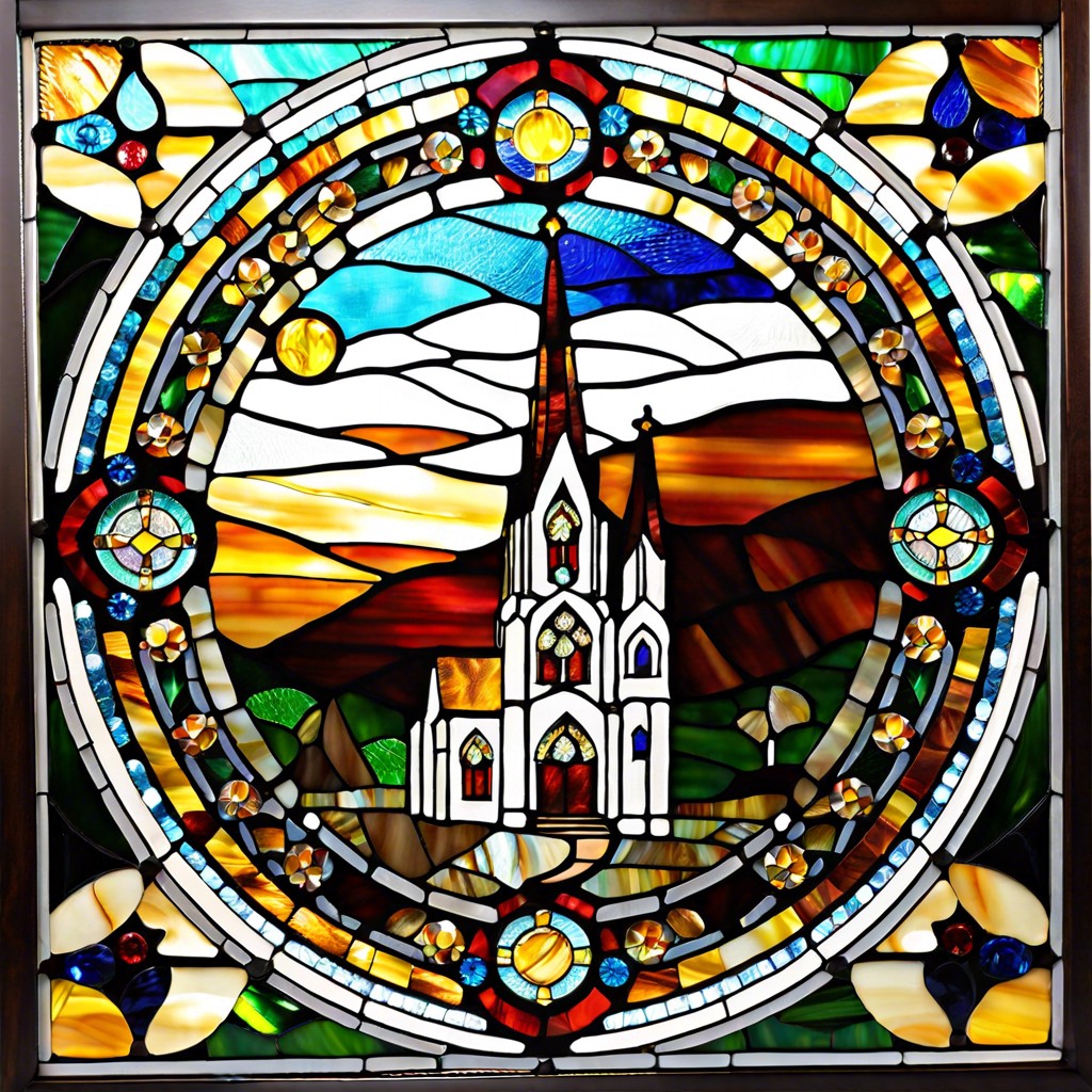 mosaic tiled cathedral window art