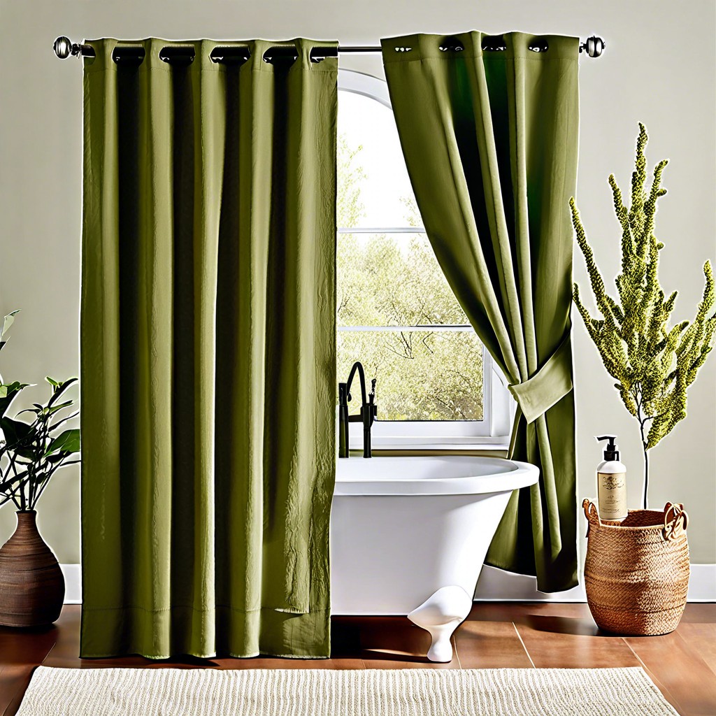 moss green organic cotton curtains