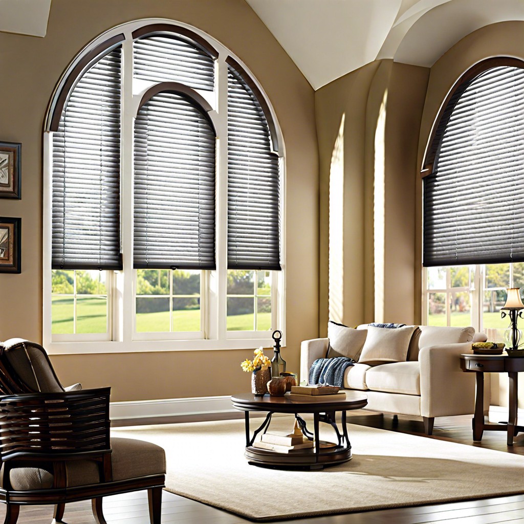 motorized arched window blinds for hard to reach views