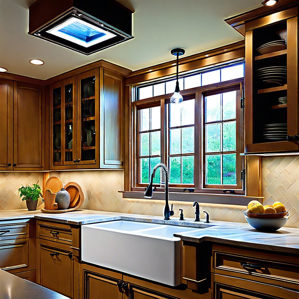 mount a telescopic sink overhead light