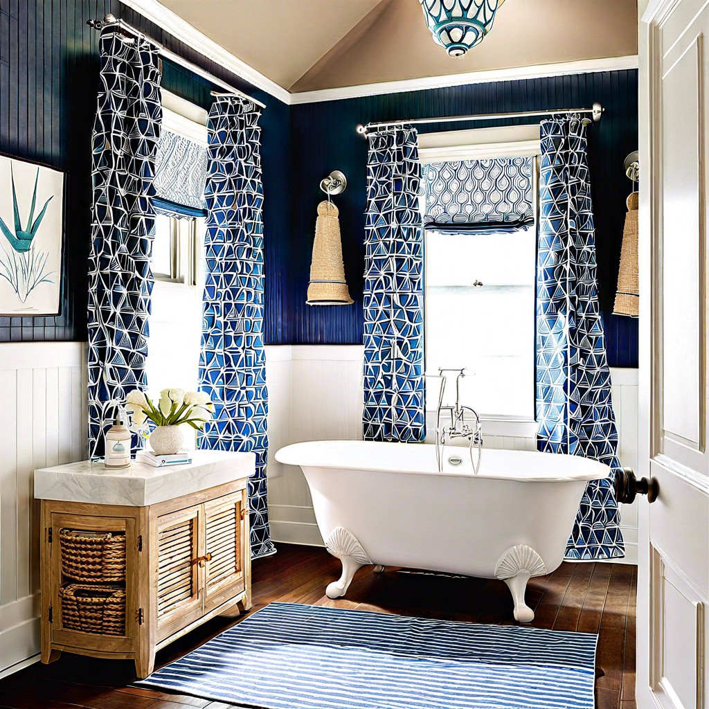 nautical themed bathroom window treatments