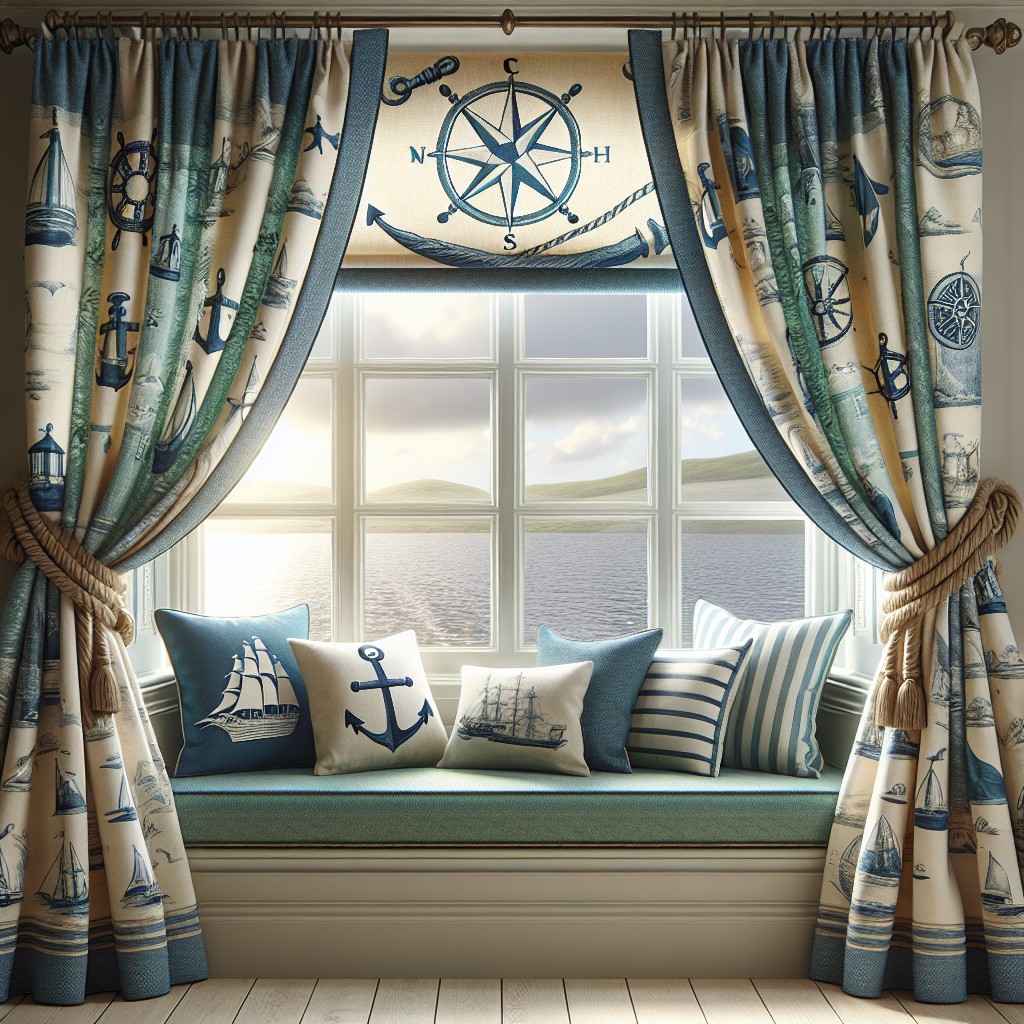 nautical themed tie back curtains