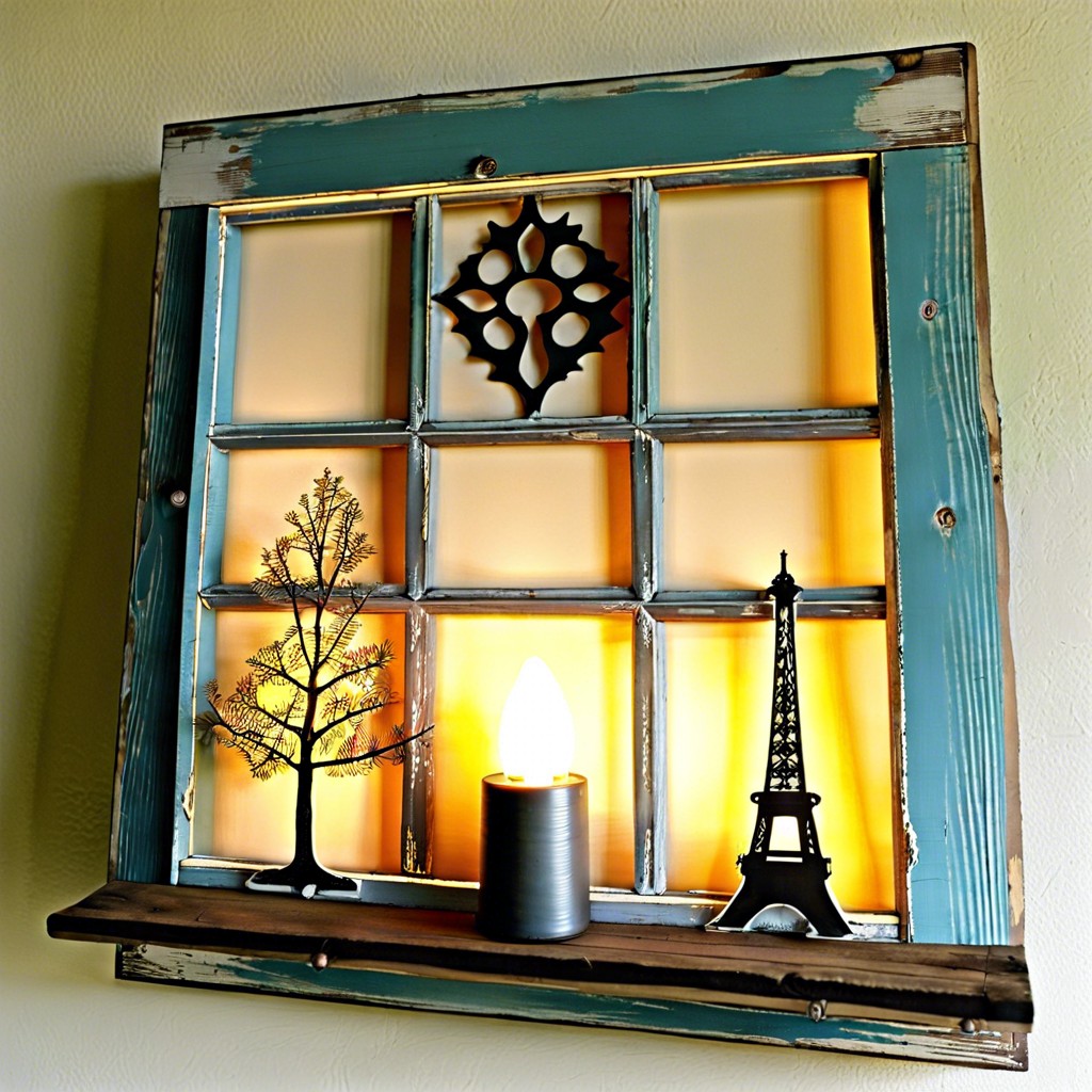 old window transformed into a decorative light box