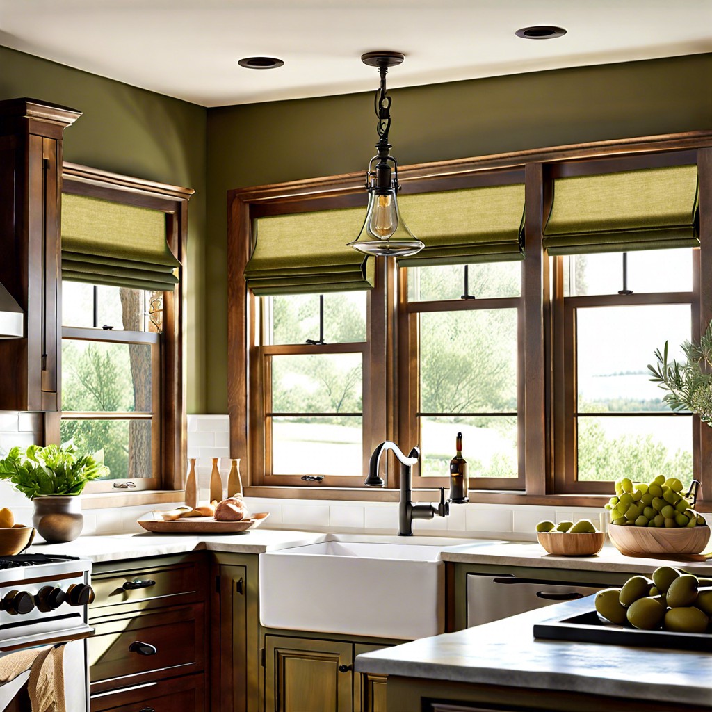 olive green tie up tuscan window shades