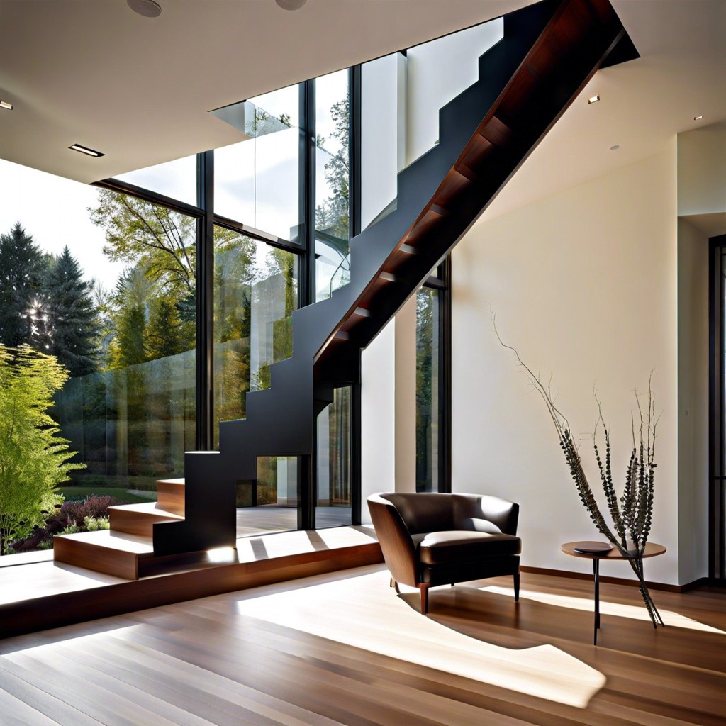 oversized staircase window for modern homes