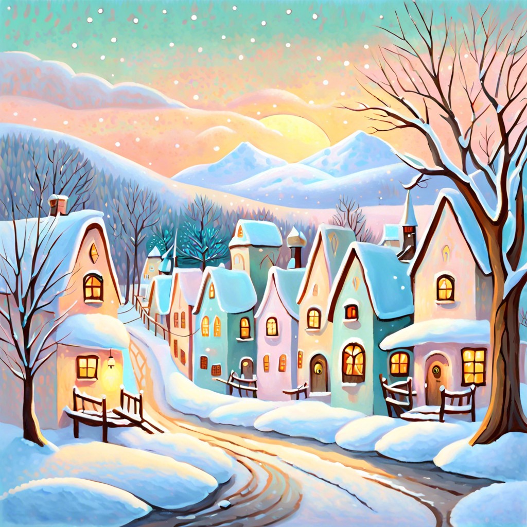 pastel winter village