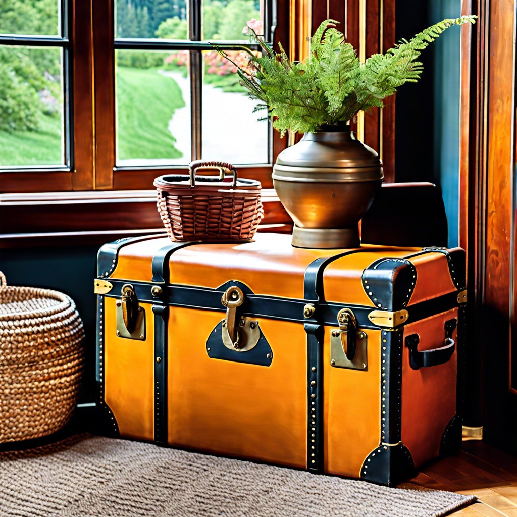 place a vintage steamer trunk