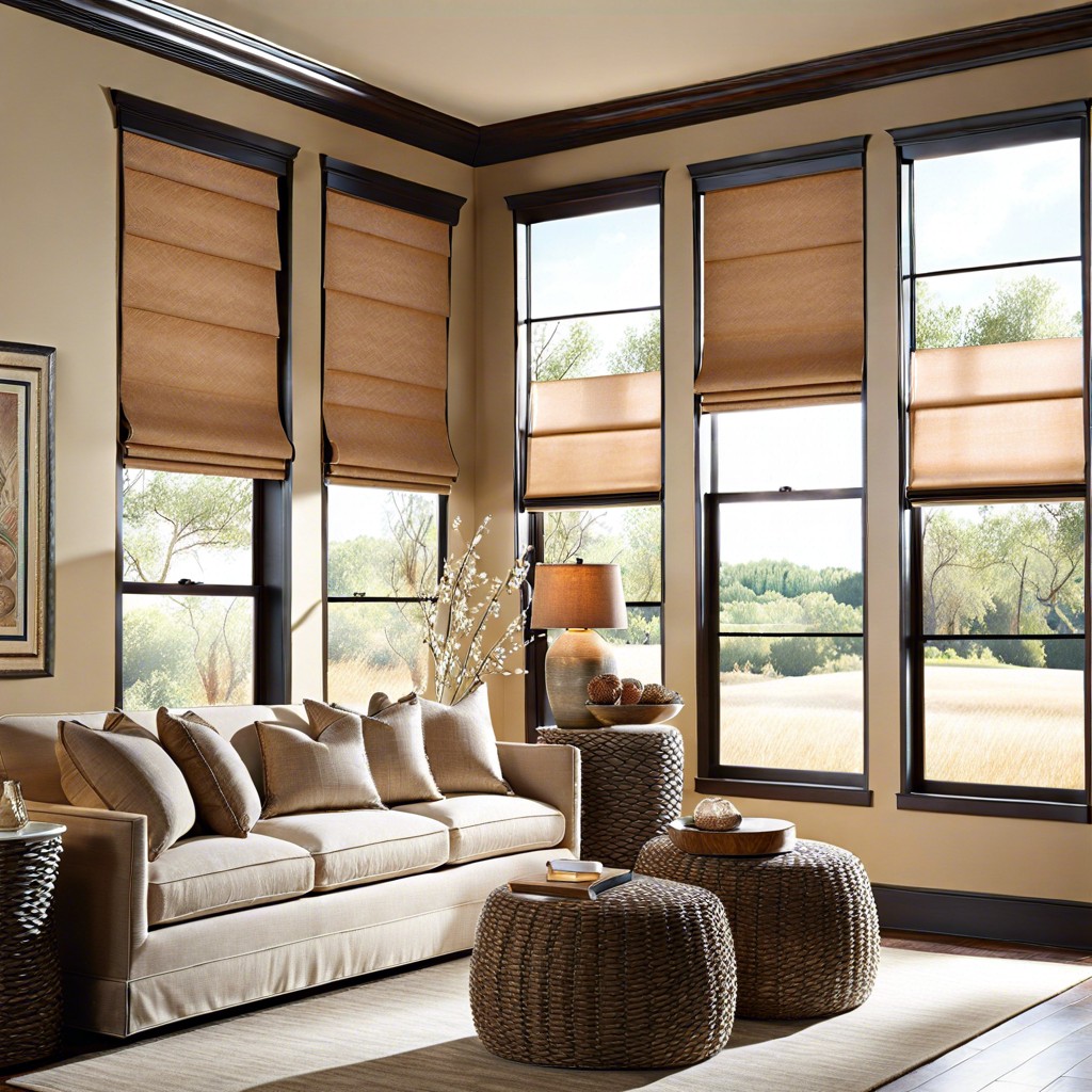 plaster texture roman shades with tuscan flair
