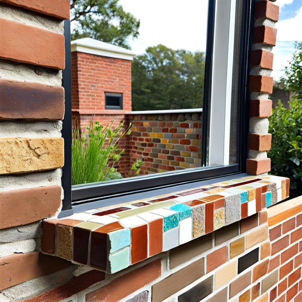 recycled brick mosaic window sills