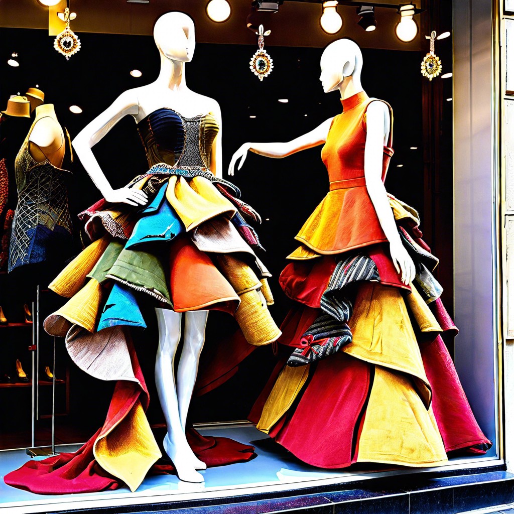 recycled fashion art installation