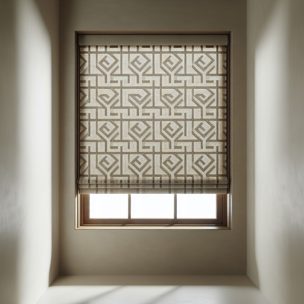 roman shades with a bold pattern for a modern touch