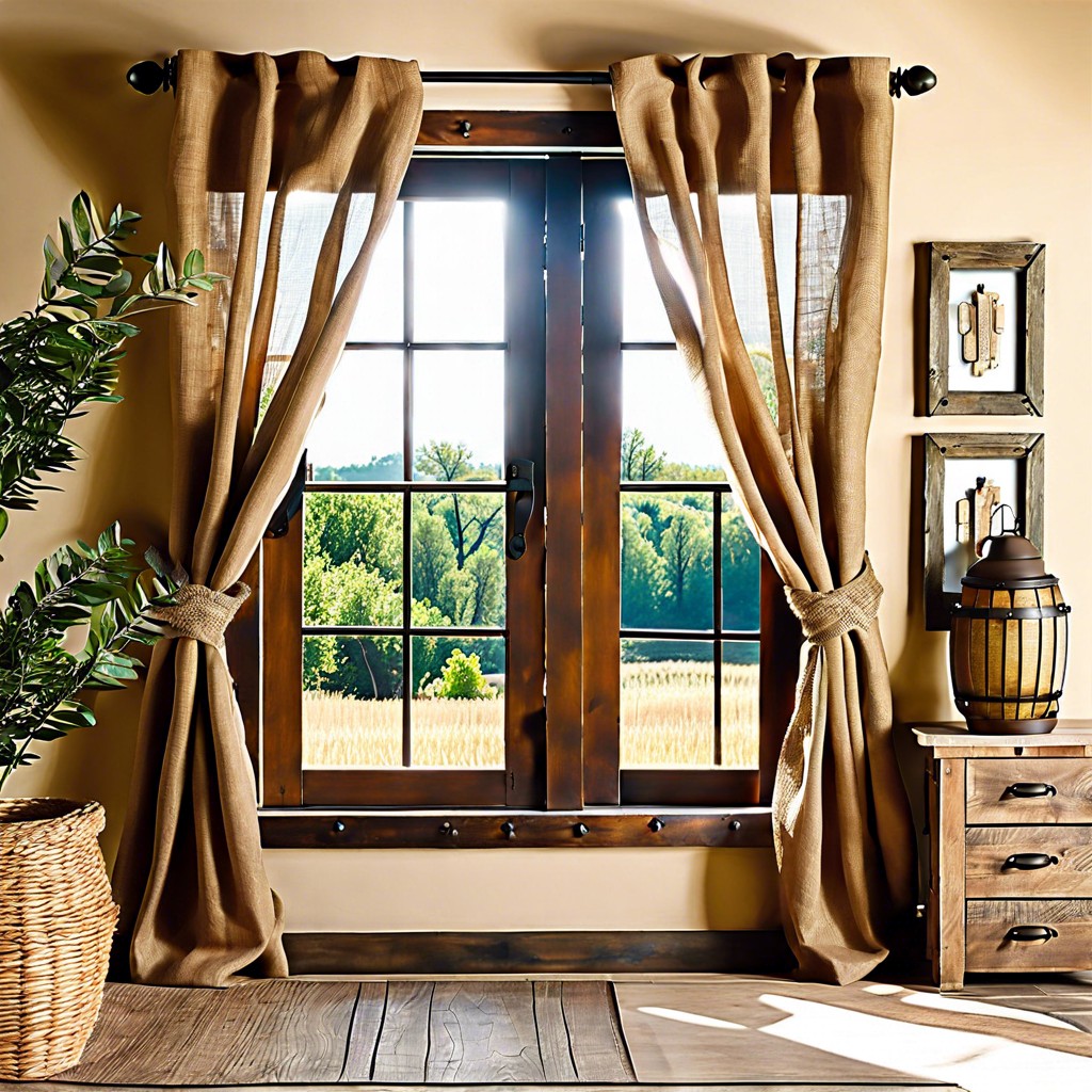 rustic burlap tuscan window panels