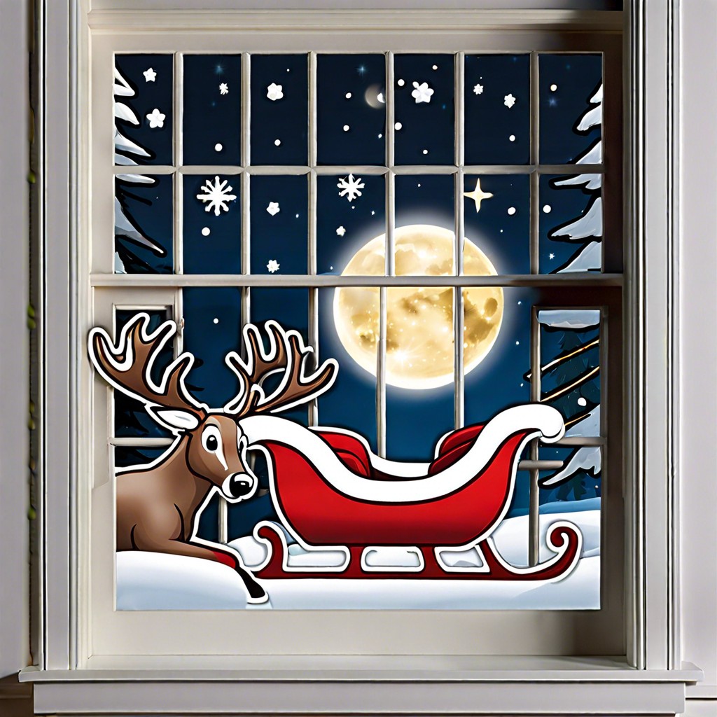santas sleigh and reindeer decals