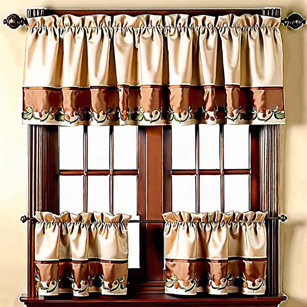 sienna hues embroidered window tiers