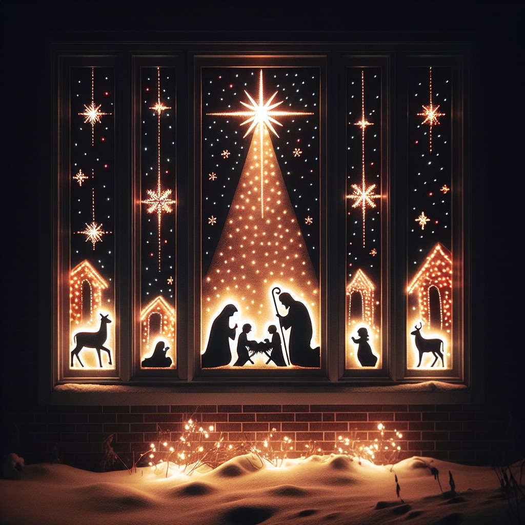 silhouette nativity scene lights