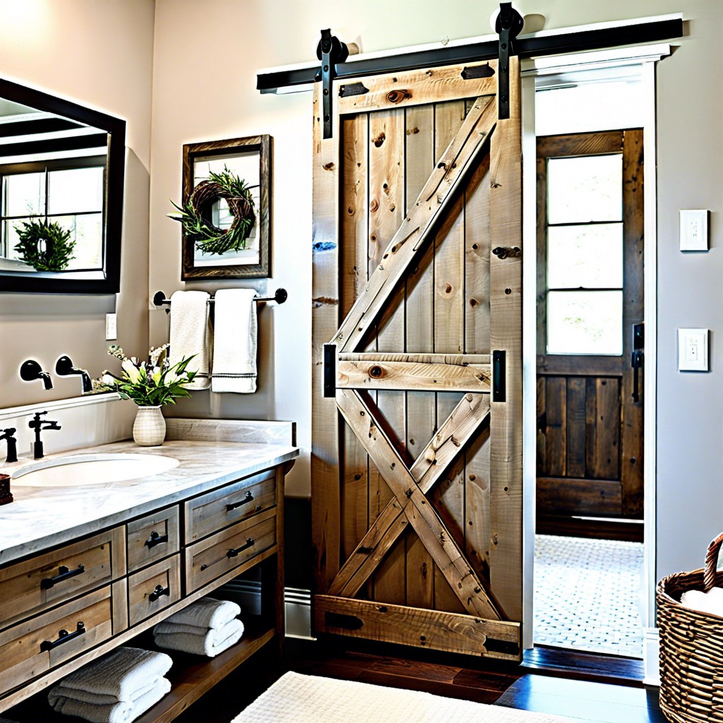 sliding barn door style shutters for a rustic touch
