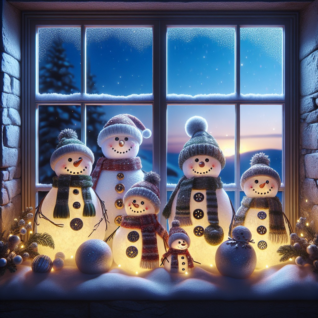 snowman family cutout scene