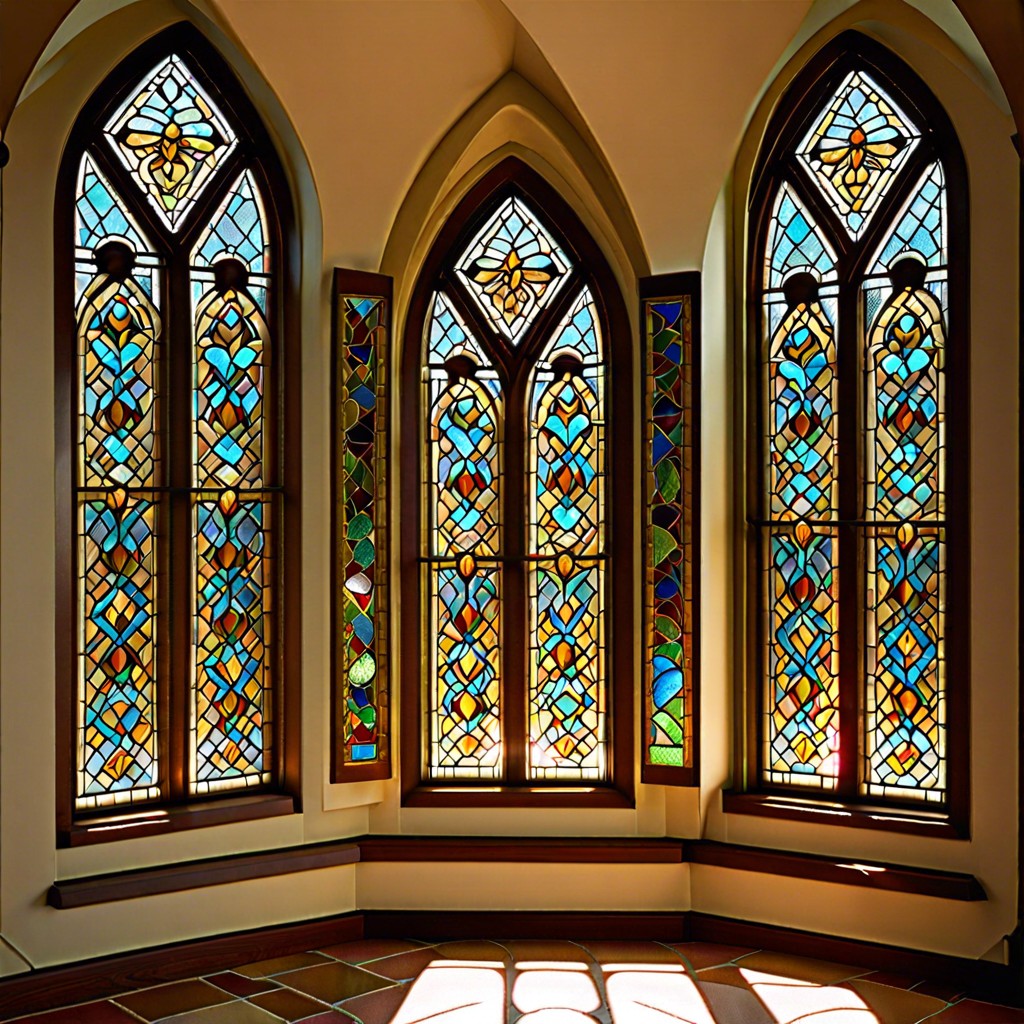 stained glass in brick framing