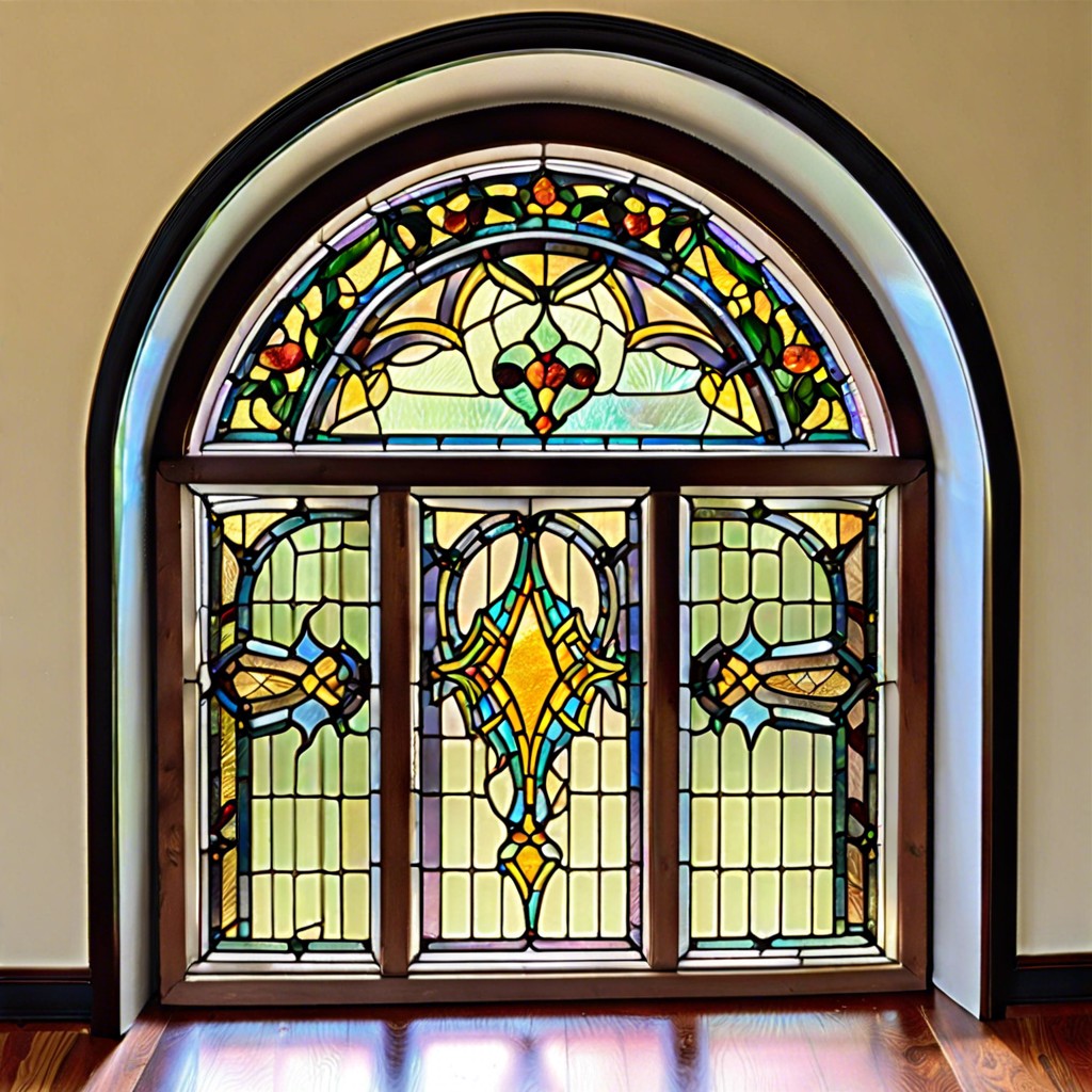 stained glass inserts for historical arched window appeal