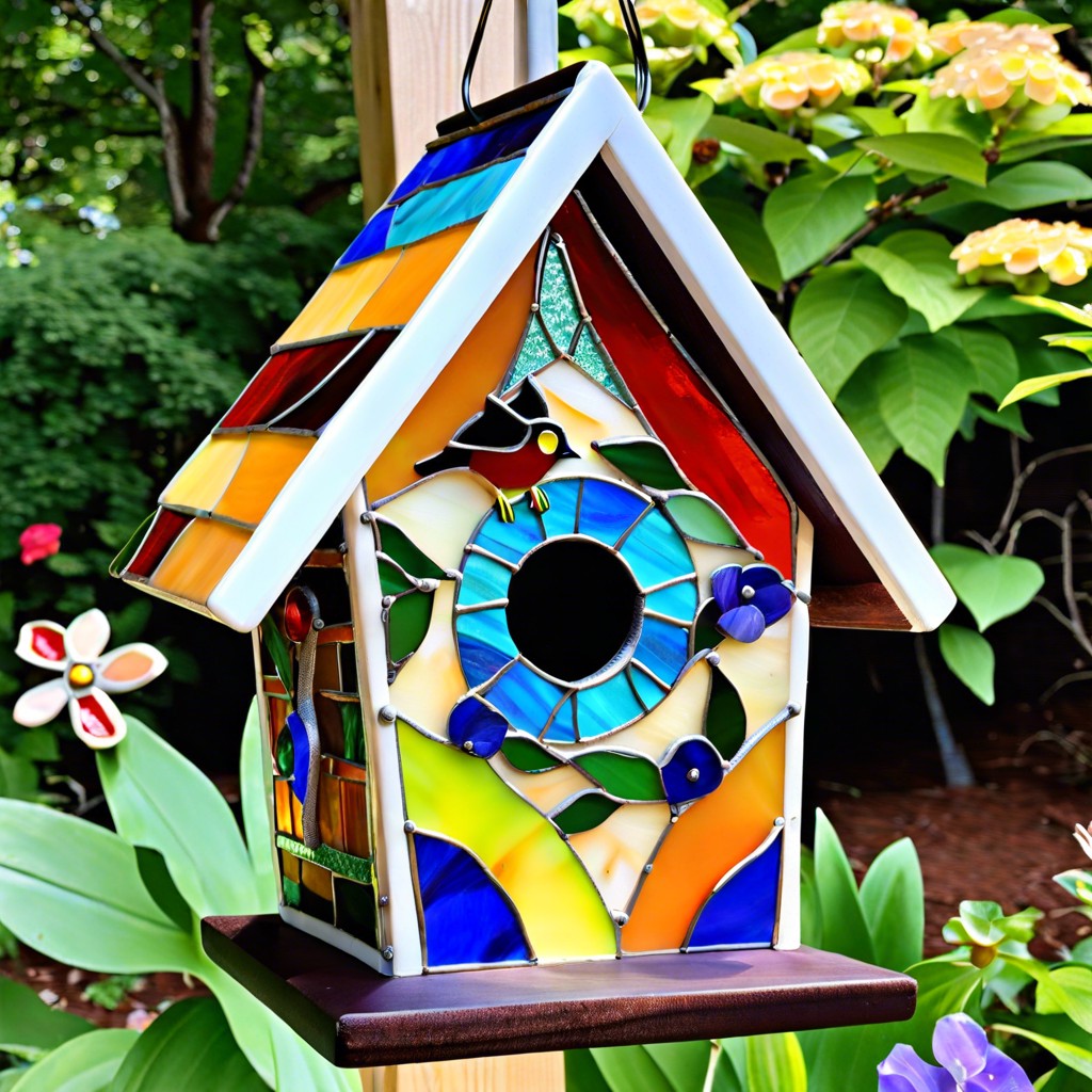 stained glass mosaic birdhouses