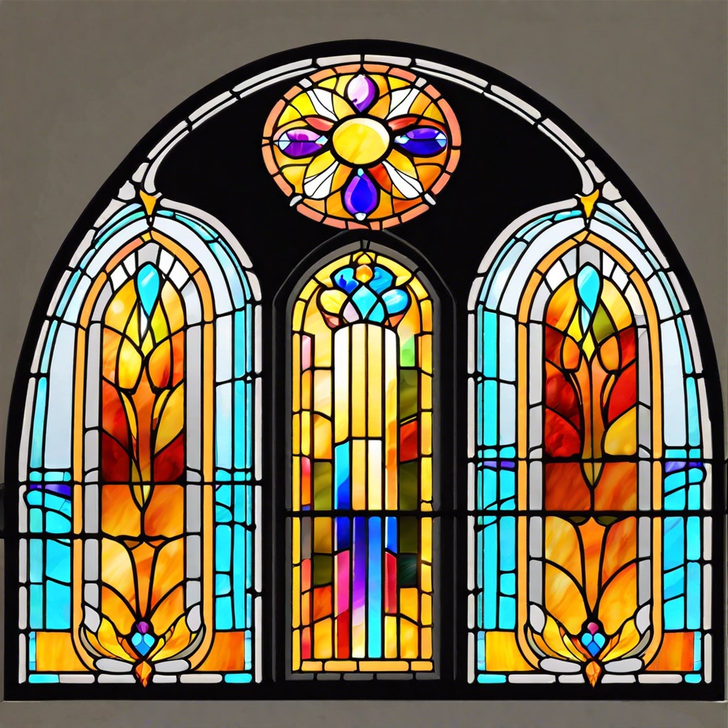 stained glass window treatment ideas for arched windows