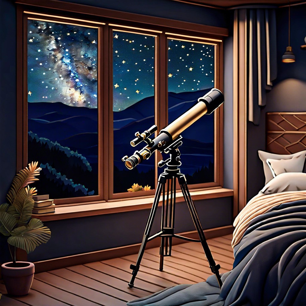 star gazing corner with telescope setup