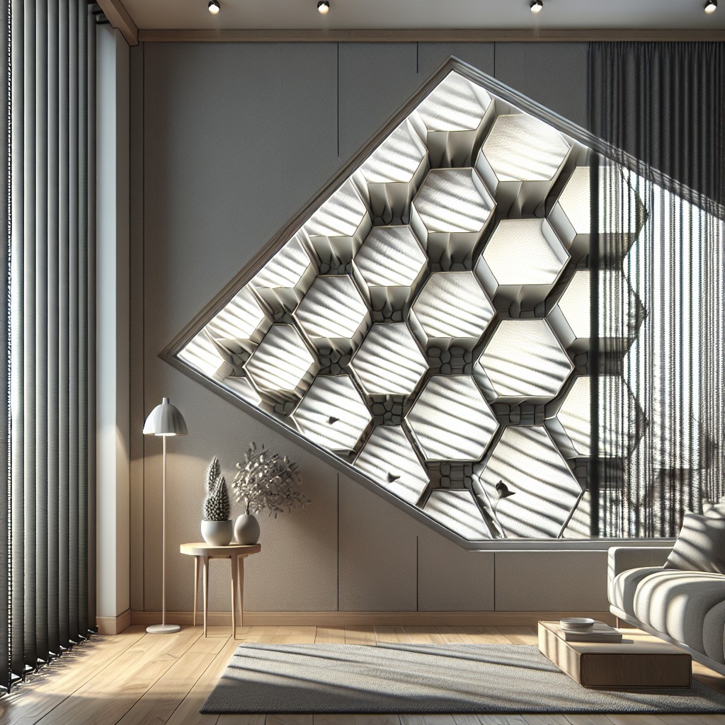 tension rod honeycomb shades for triangular apertures