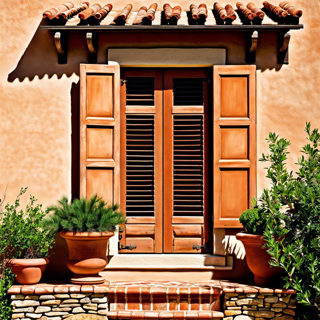 terra cotta rustic window shutters