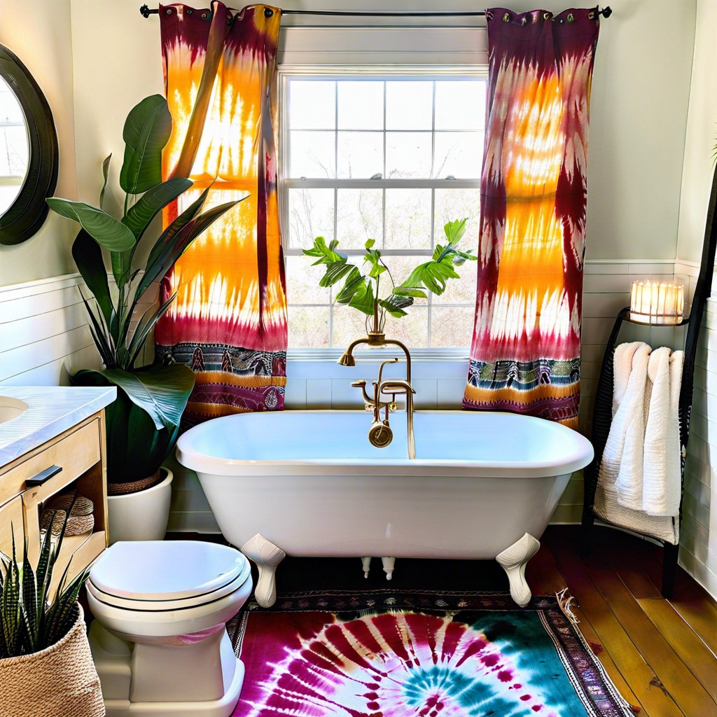 tie dye curtains for a bohemian feel