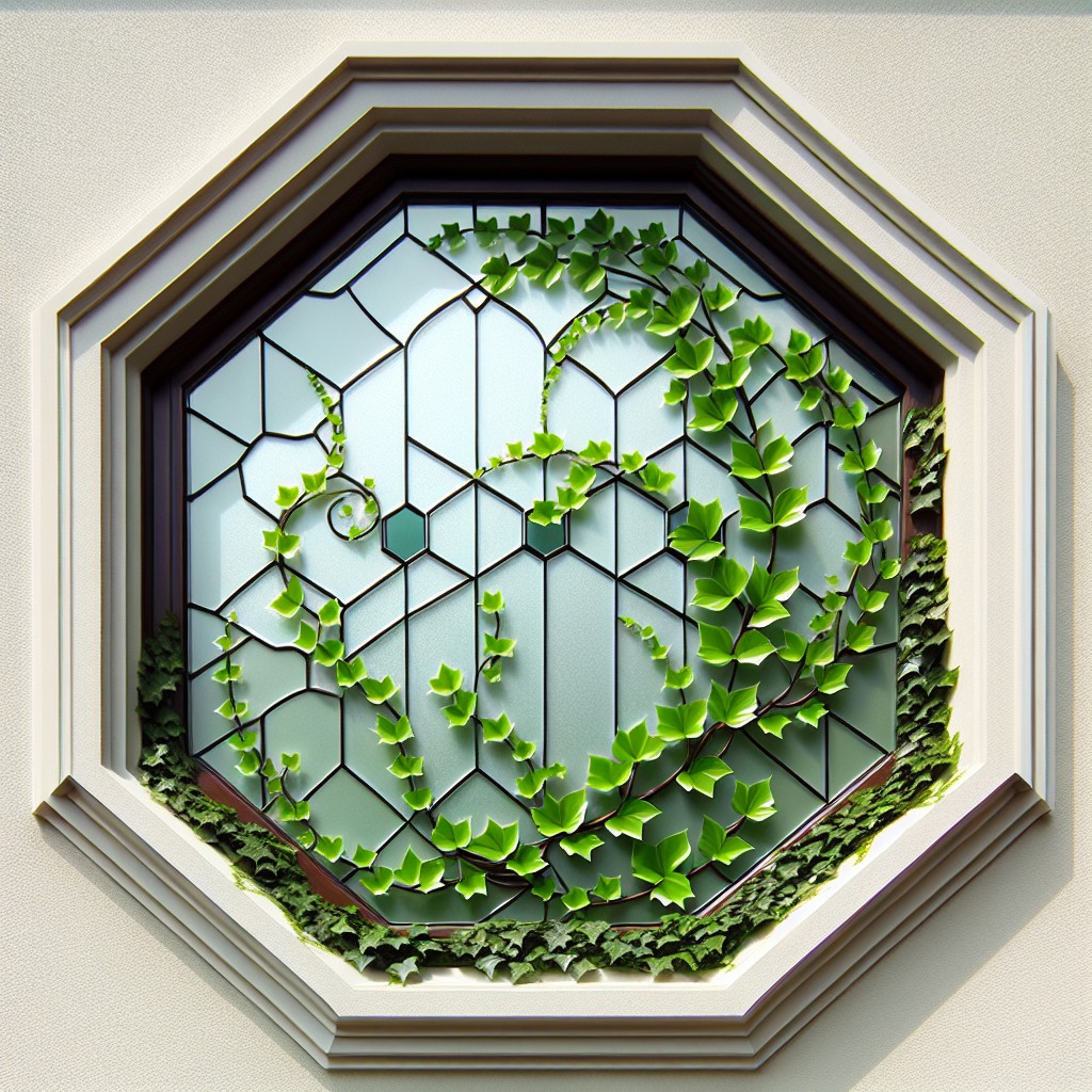 trailing ivy window film for octagonal panes