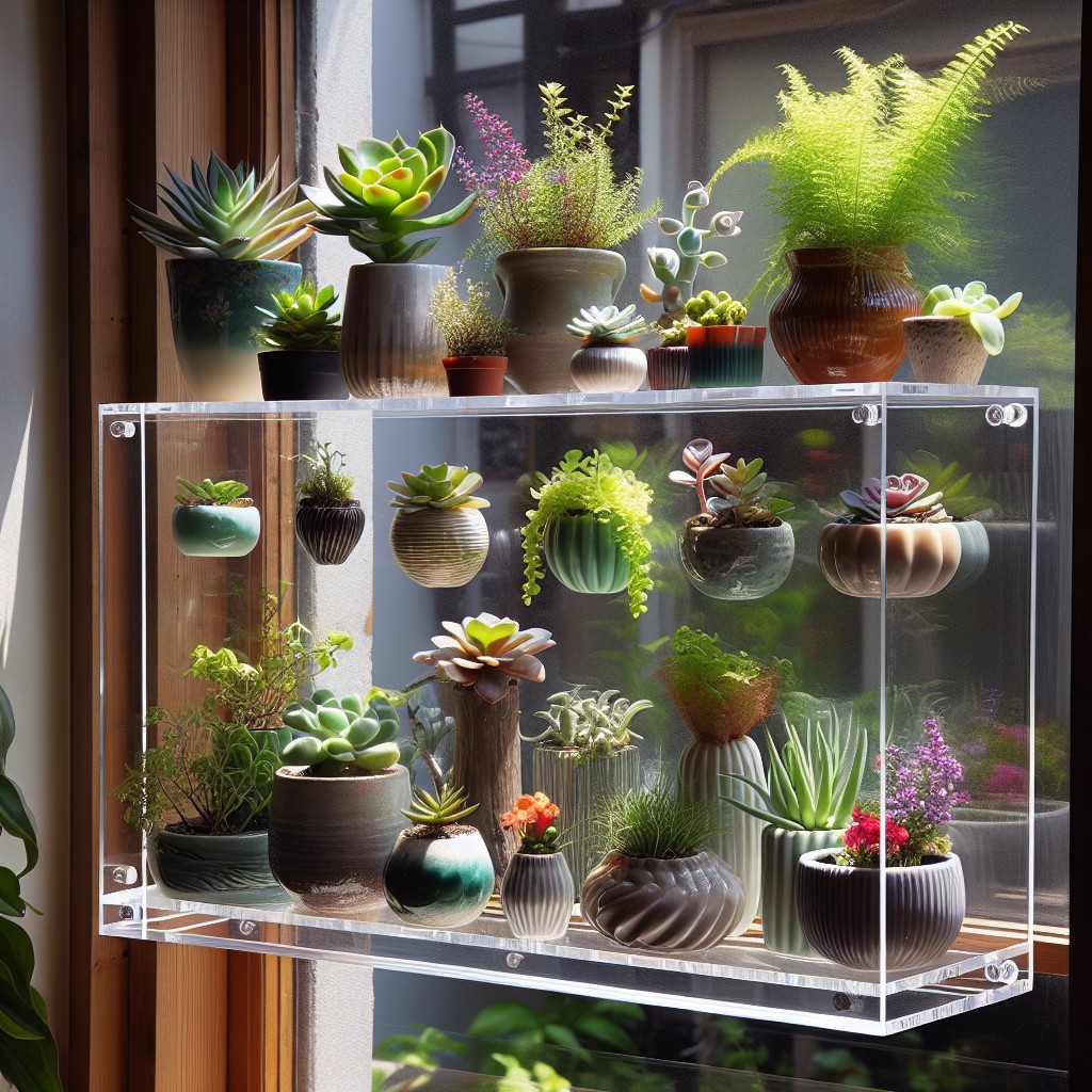 transparent acrylic window shelf