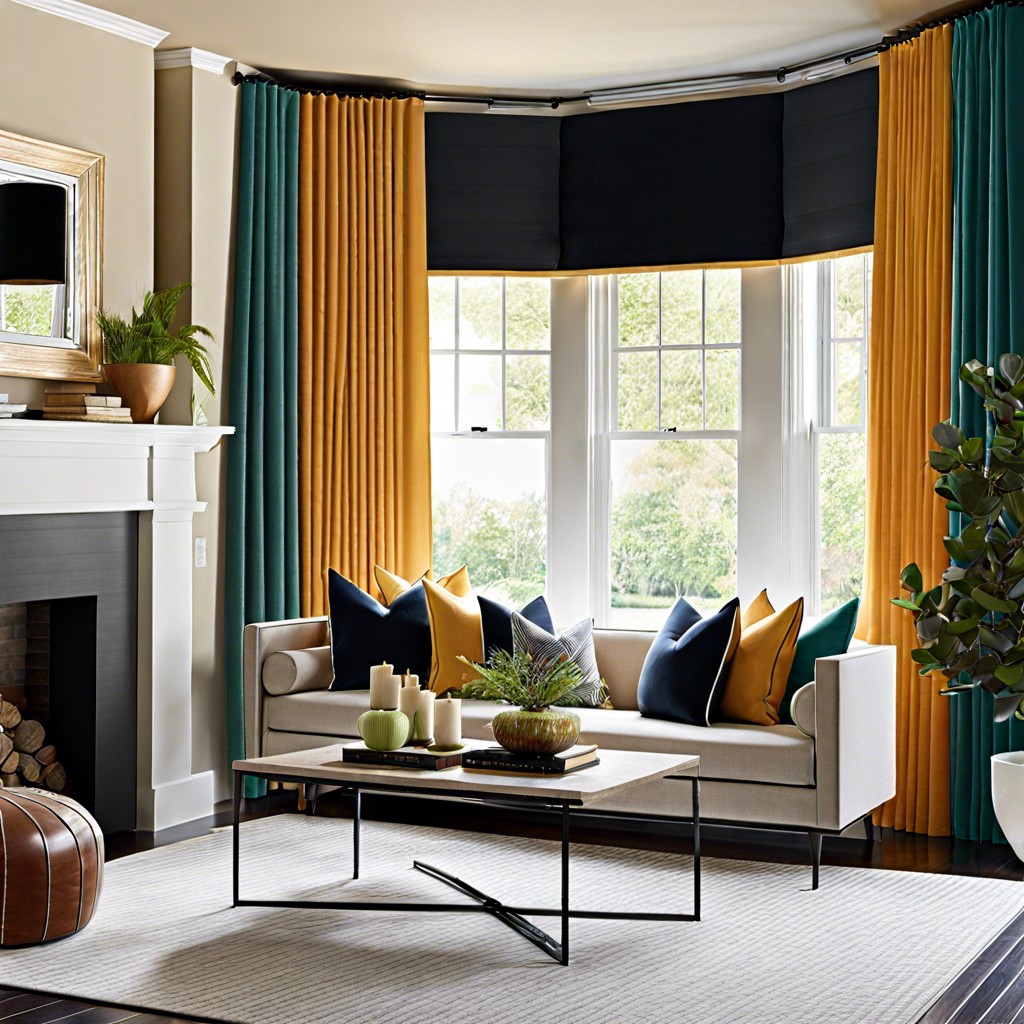 two tone color block curtains